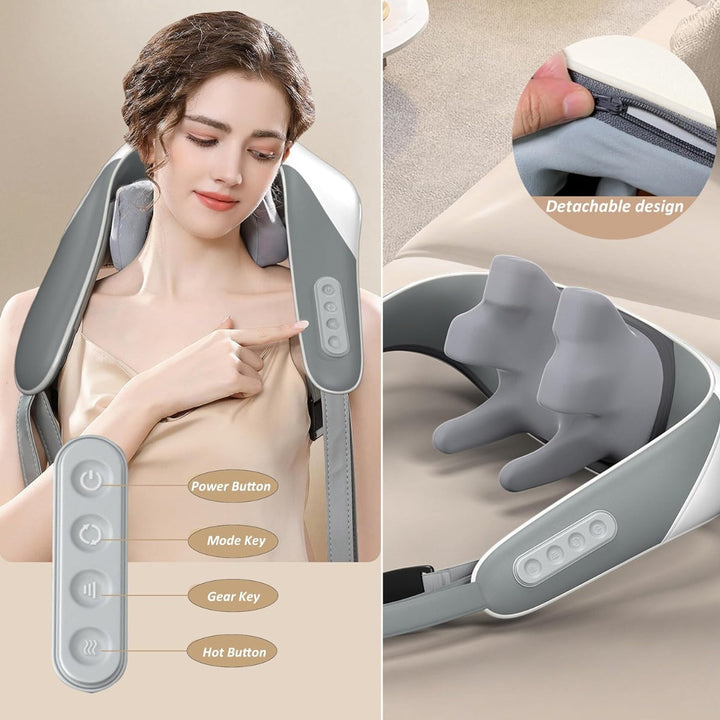 Massajador para pescoço, ombros e costas com calor terapêutico